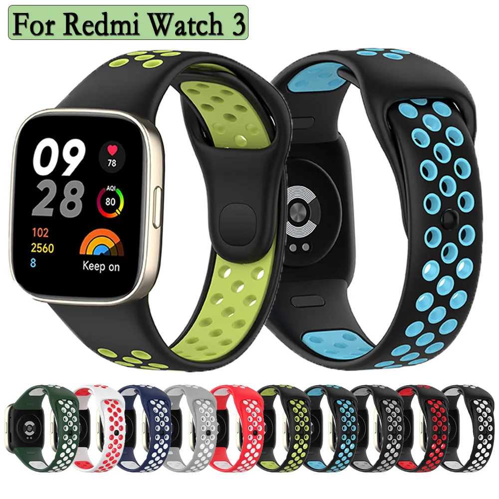 Strap For Redmi Watch 3 Double/Single Color Soft Silicone Sport Band Rubber Watchband Bracelet Easy Assemble Correa