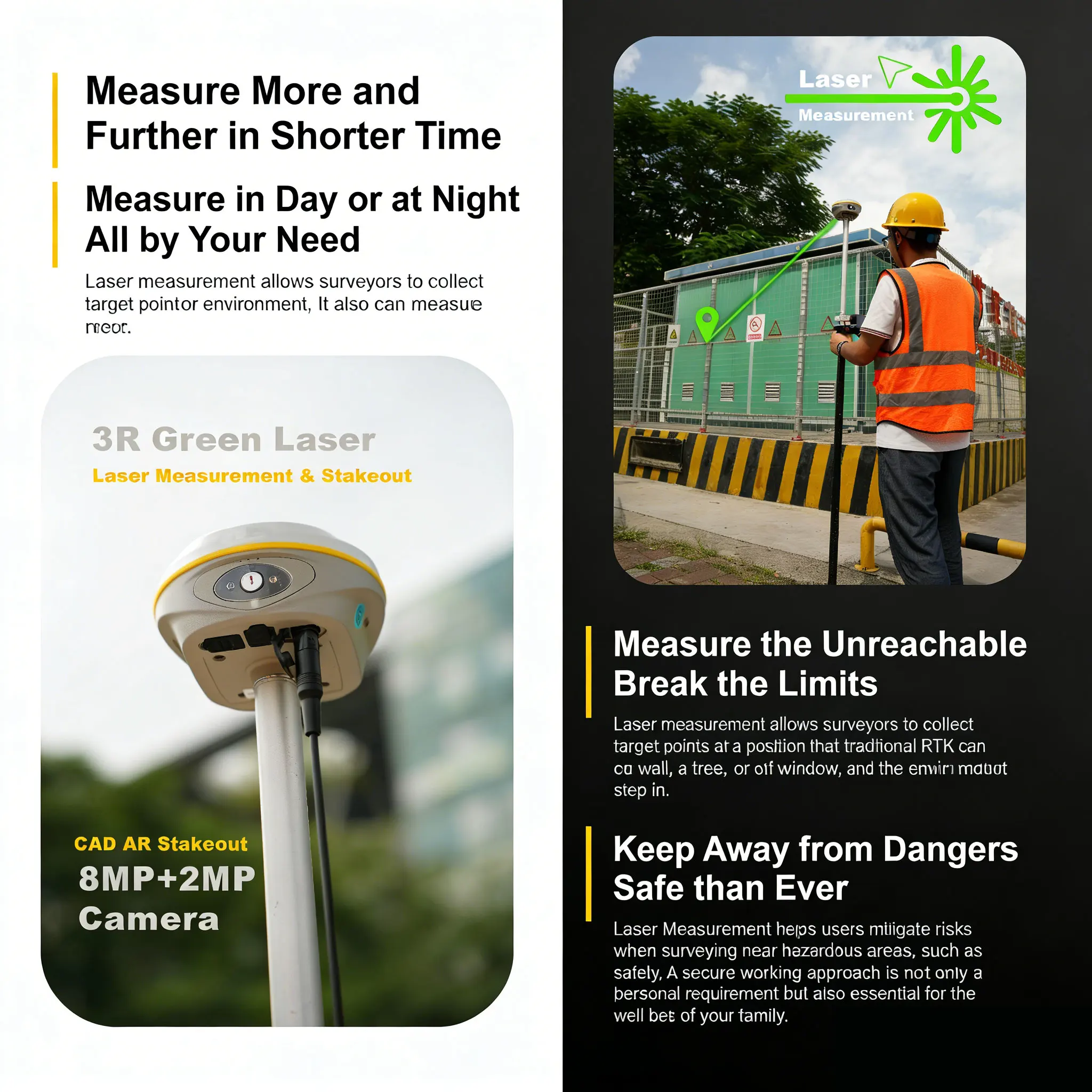 High Precision SOUTH INNO5/S20 with AR Stakeout and 3R Green Laser, Rugged GNSS RTK Base Rover Kit for Construction Survey