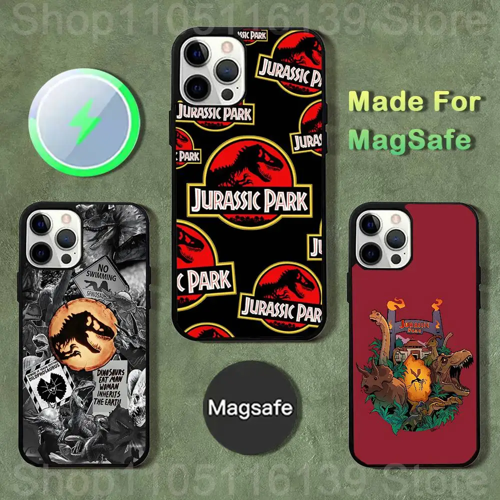 

J-Jurassic Park Dinosaur World Case For iPhone 17,16,15,14,13,12,11,Pro,Max,Plus,Mini,SE4,E Magnetic Magsafe Wireless Charging