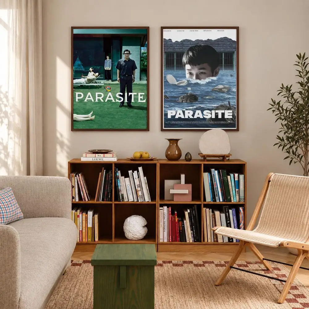Dark Psychological Thriller Movie Parasite Poster Self‑Adhesive Waterproof Poster Sticker Coffee House Bar Wall Art Home Decor
