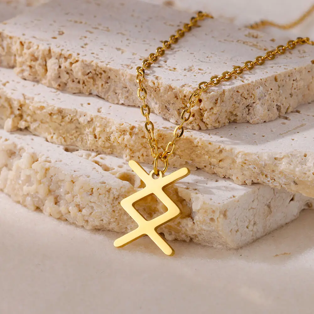 Norse Runic Pendant Viking Rune Layering Necklace Women Dainty Minimalist Nordic Gift Women Elder Futhark Runes Charm Jewelry