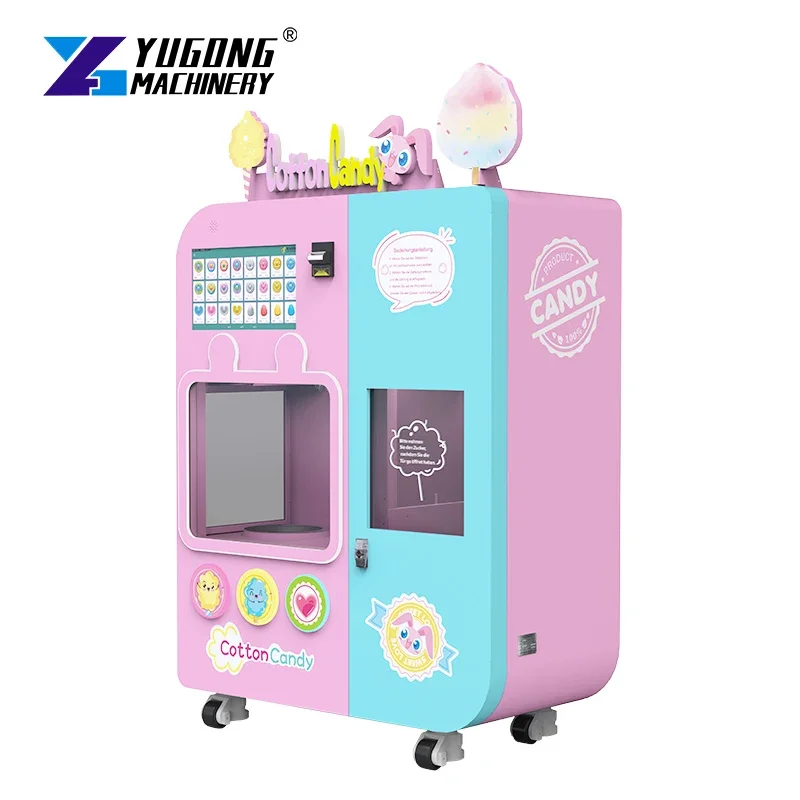 Commercial Grade Cotton Candy Vending Machine - 360° Rotating Basket 6 Flavor Discs Mobile Cart for Events/Fairs B2B Bulk Orders