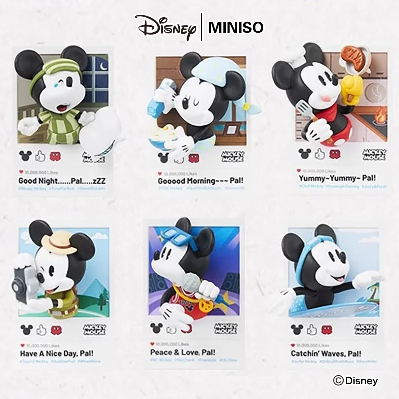 

MINISO Disney Cartoon Mickey Fun Life Series Blind Box Mickey Mouse 3D Fridge Magnet Collectible Anime Figure Trendy Toy Gift