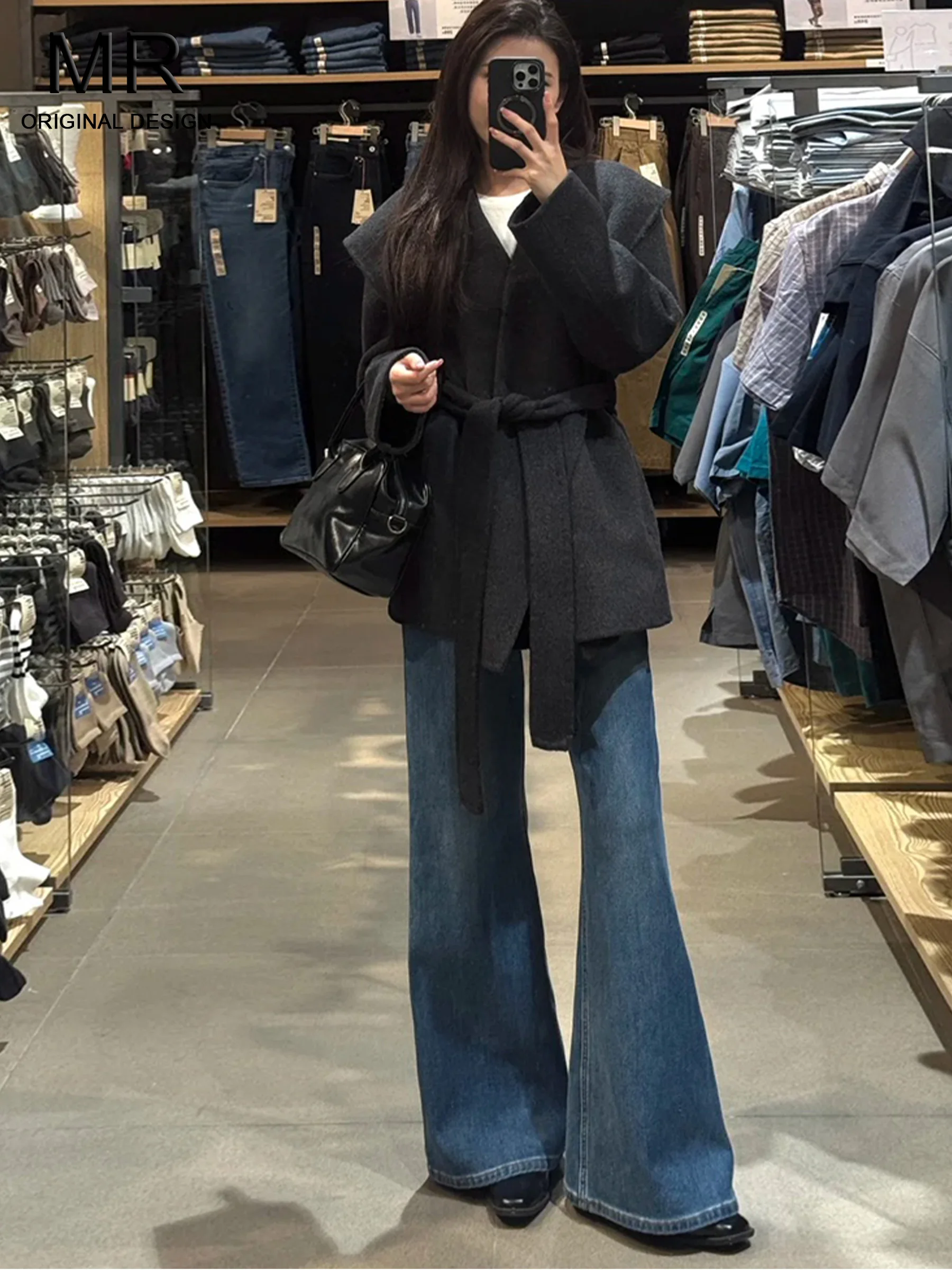 

Джинсы-клеш в американском стиле с высокой талией, женские летние винтажные свободные прямые брюки, повседневные облегающие джинсы