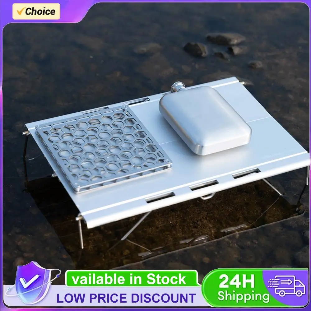 Double Layer Hollow Camping Insulation Mat Metal Camping Tableware Coaster for Outdoor Camp Hiking