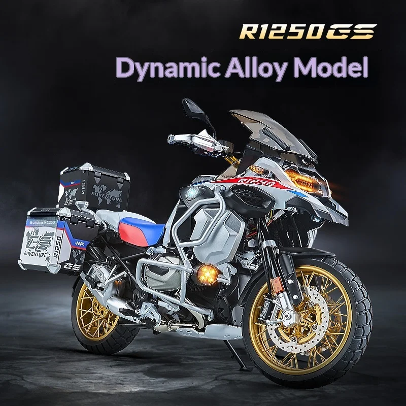 Xlg 1:7 Bmw R 1250 Gs Adventure 2023 Alloy Die-Cast Motorcycle With Simulated Ignition Start, Handcrafted Collectible Display