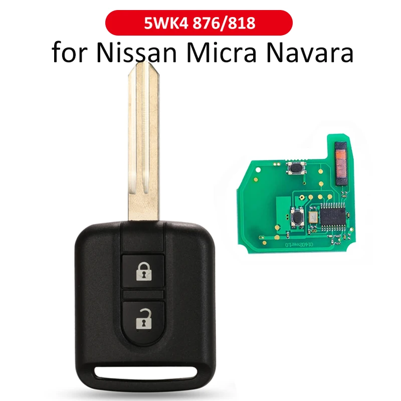 

DIYKEY 5WK4 876/ 5WK4818 433MHz ID46 Chip Key Fob for Nissan Elgrand X-TRAIL Qashqai Navara Micra Note NV200 2 Button Remote Key
