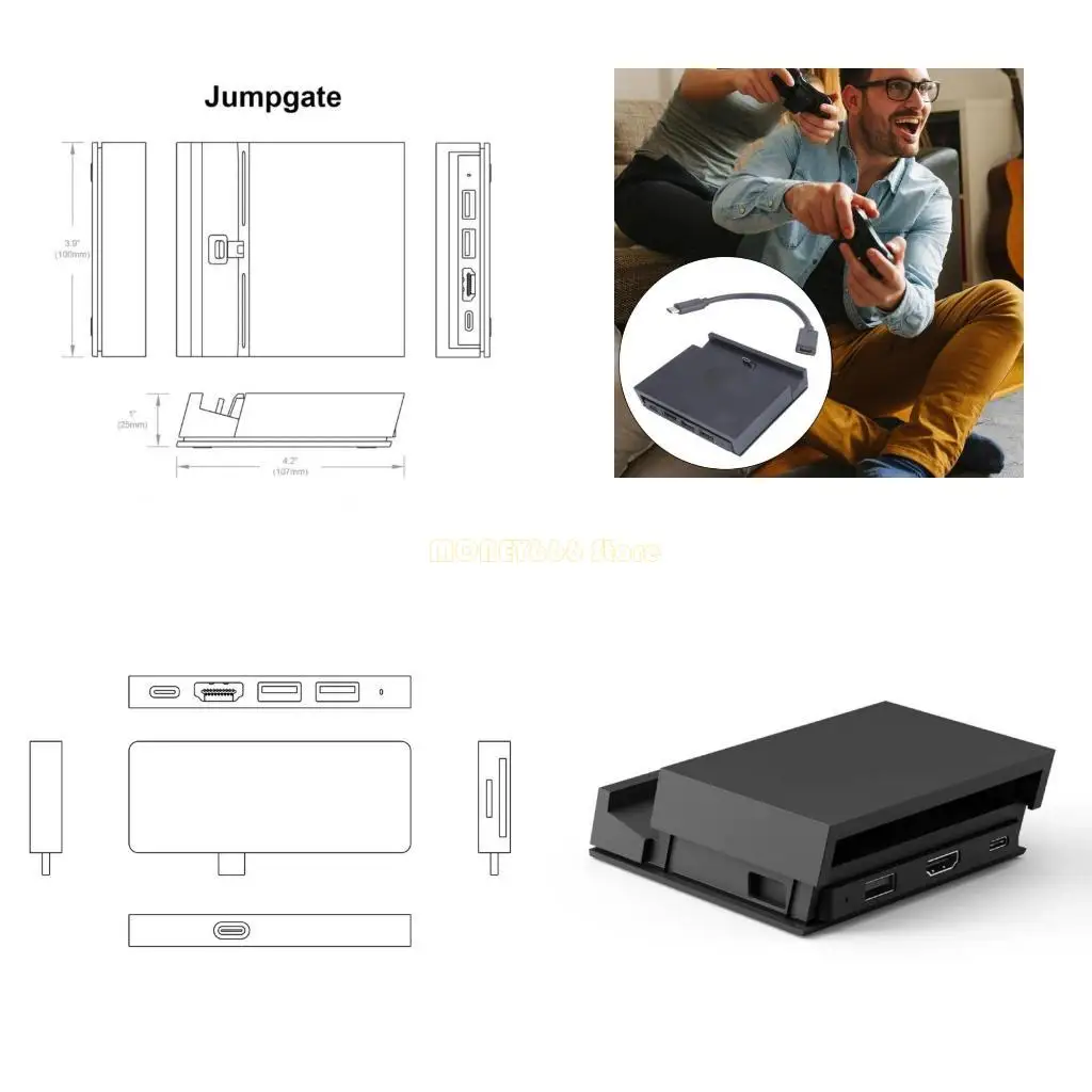 F62C Type-C Dock Stand Stand Station Station for Console Mobile Multifunction Dock مع USB C Hub قابل للفصل