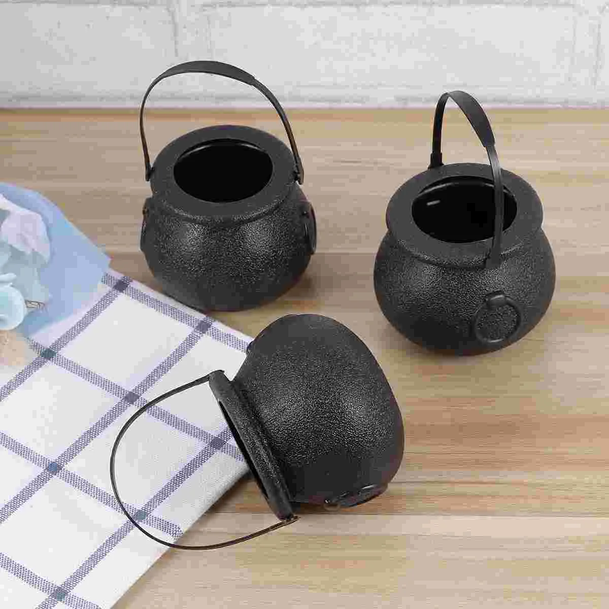 10 Pcs Candy Calderon Kettle Black Trick or Treat Bucket Halloween Holder Cauldron