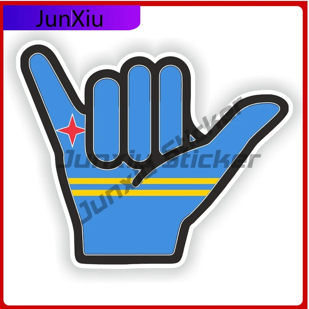 

Aruba Flag Shaka Hand Hang Loose Vinyl Decals Graphic Rv Aesthetic Decoration Bike Accessories Cover Scratch Sticker For Auto