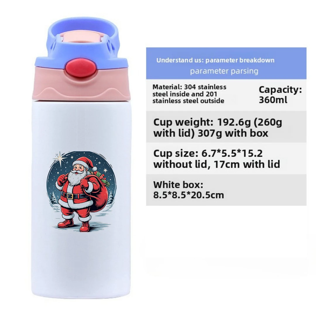 Термочашка из нержавеющей стали 304, соломенная чашка с рисунком Санта-Клауса, детская термочашка, рождественский подарок, теплая зима, незаменимая сохраняет ва
