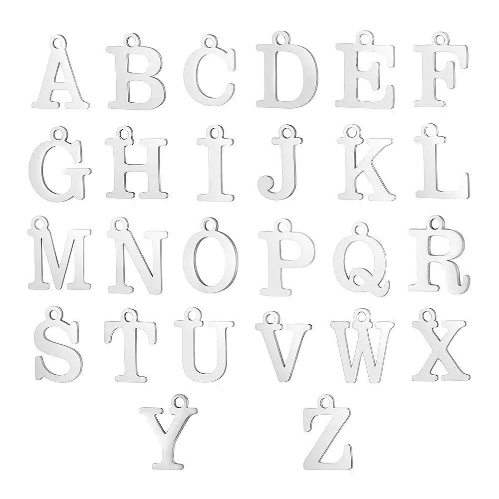 Mini colgante de acero inoxidable para mujer, colgante de 26 letras, manualidades, accesorio de joyerรญa de moda, resistente al agua, 10 unidades,