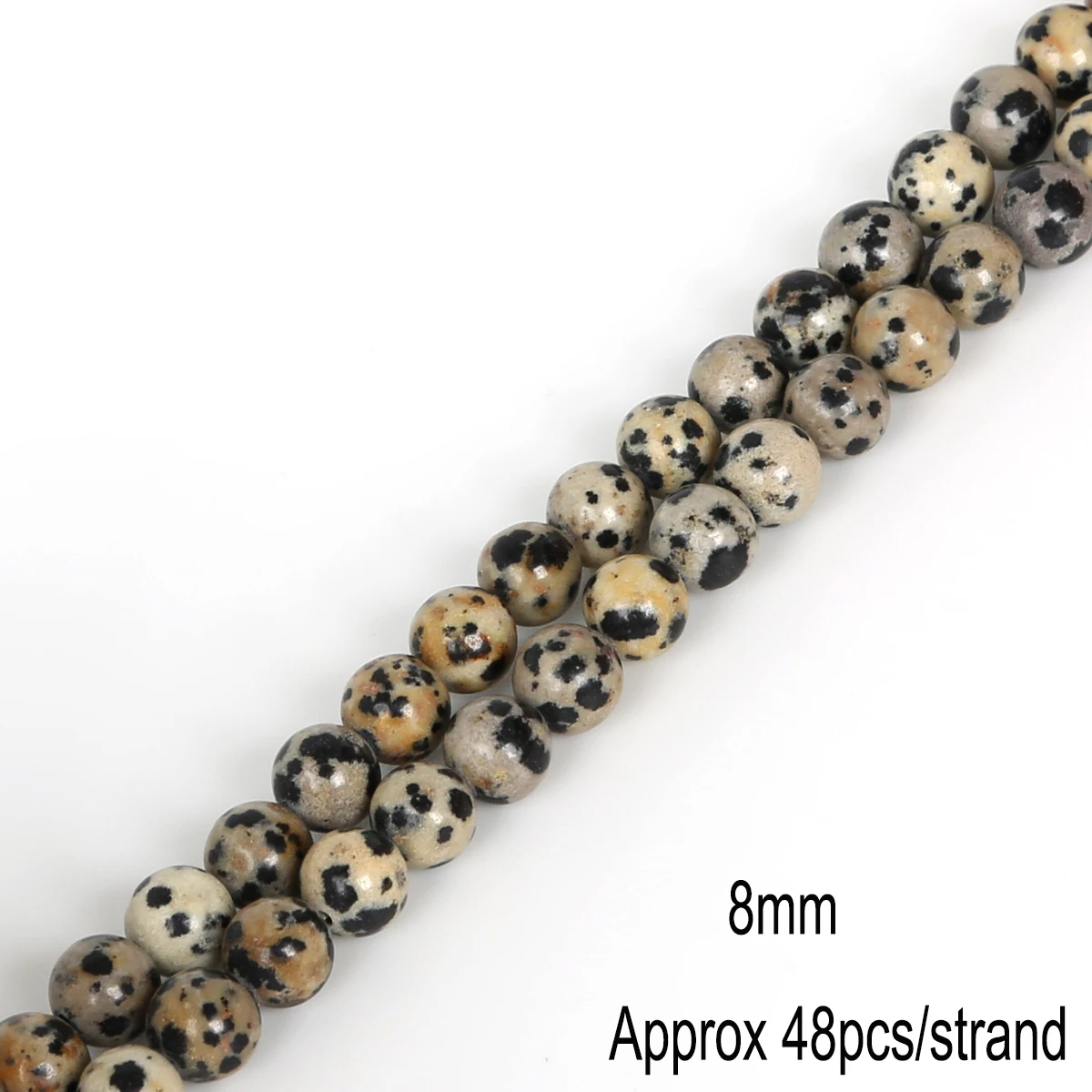 Natursteinperlen mit schwarzen Flecken, Dalmatiner-Jaspis-Stein, runde lose Perlen für Armbänder, Halsketten, DIY-Schmuckherstellung – Detail 1