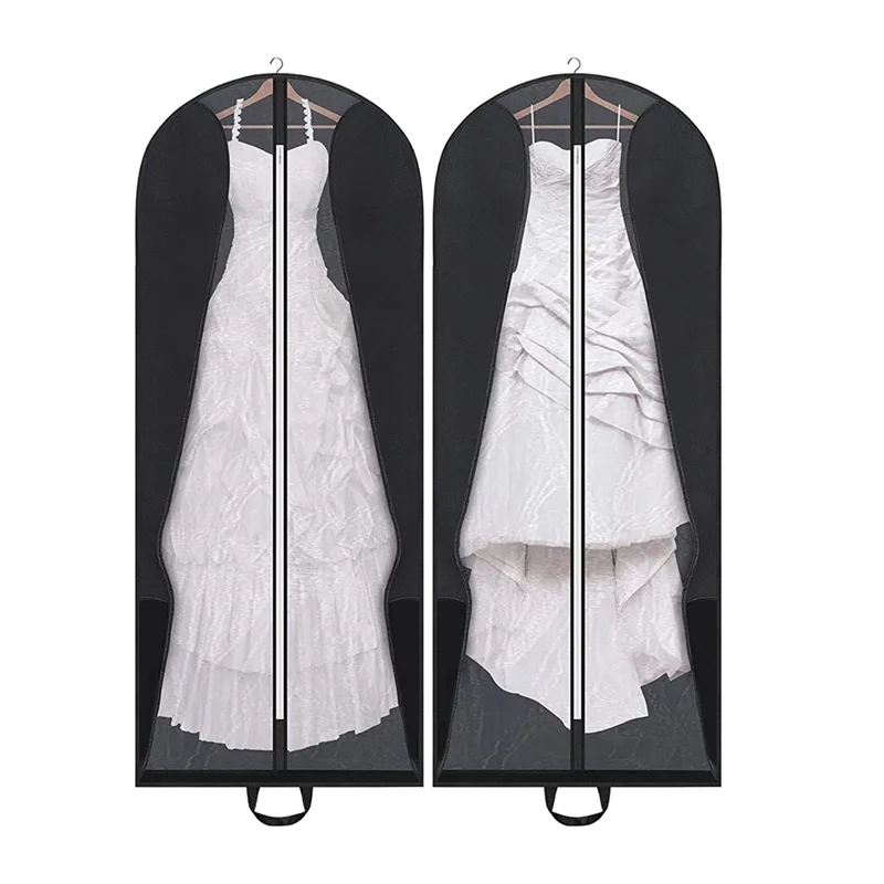 

A63T-Wedding Gown Garment Bag Foldable Portable Travel Covers Garment Bags Hanging Luggage Storage With Pockets