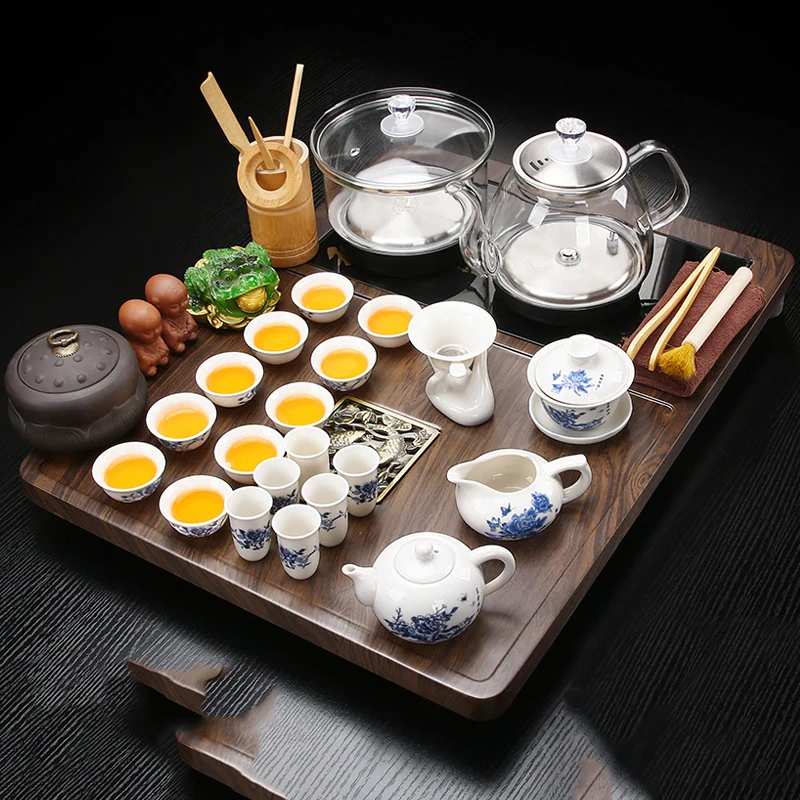 Tableware Drip Tea Tray Accessories Coffeeware Wooden Ceramic Tea Tray Wood Plates For Food Coasters Bandeja Madera Teaware 6
