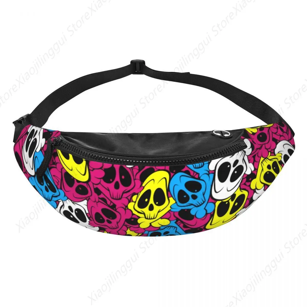 Fashion Scary Skull Skeleton Fanny Pack for Cycling Camping Women Men Halloween Goth Crossbody Waist Bag Phone Money Pouch