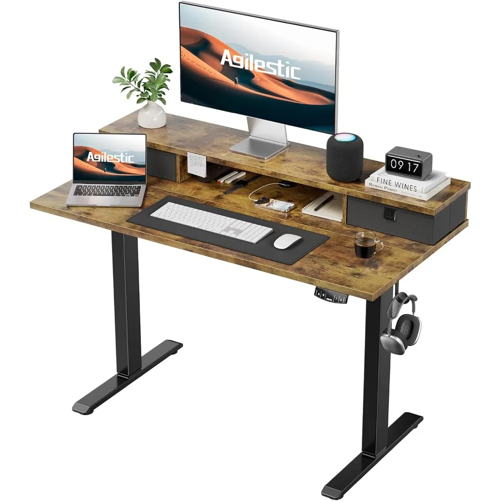 

40 x 24 Inches Height Adjustable Electric Standing Desk with 2 Drawers, Stand Up Electric Standing Desk Adjustable Height, Sit