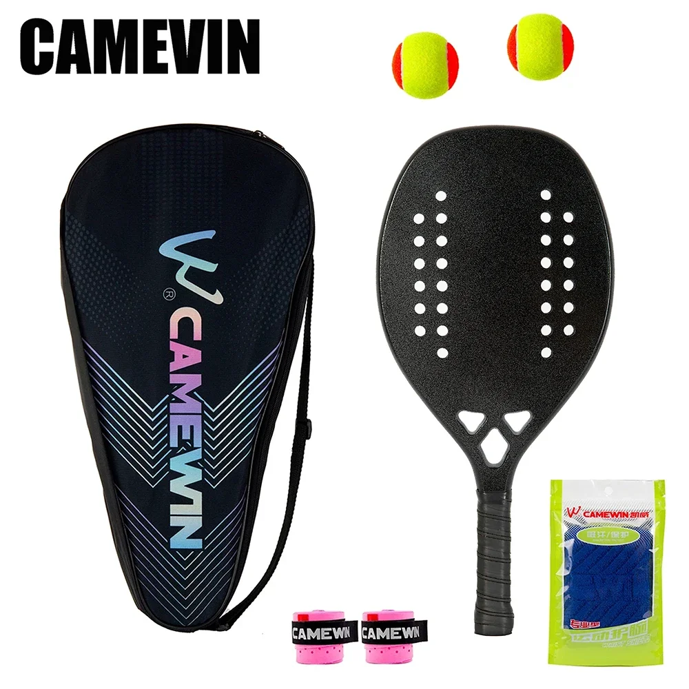 CAMEVIN 3K Racket Beach Tennis Carbon No LOGO Pure Black Original High Quality Beach Tennis Racket Suitable for DIY OEM Stickers