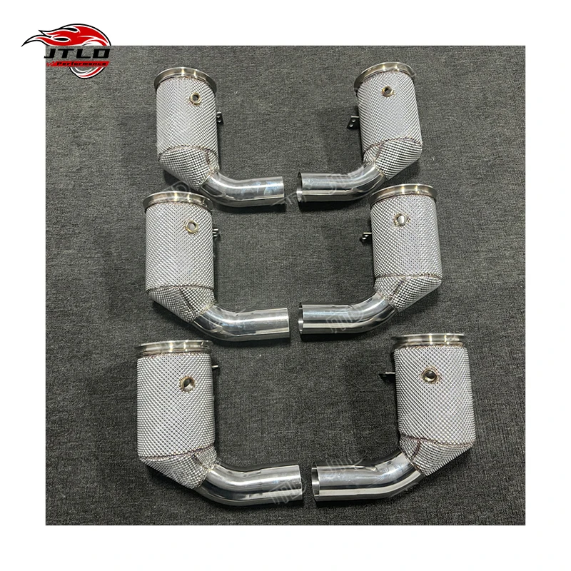 For Porsche 992 Turbo S 3.8L H6 Performance Exhaust Downpipe With Heat Wrap Shield Stainless Steel Turbo Back System
