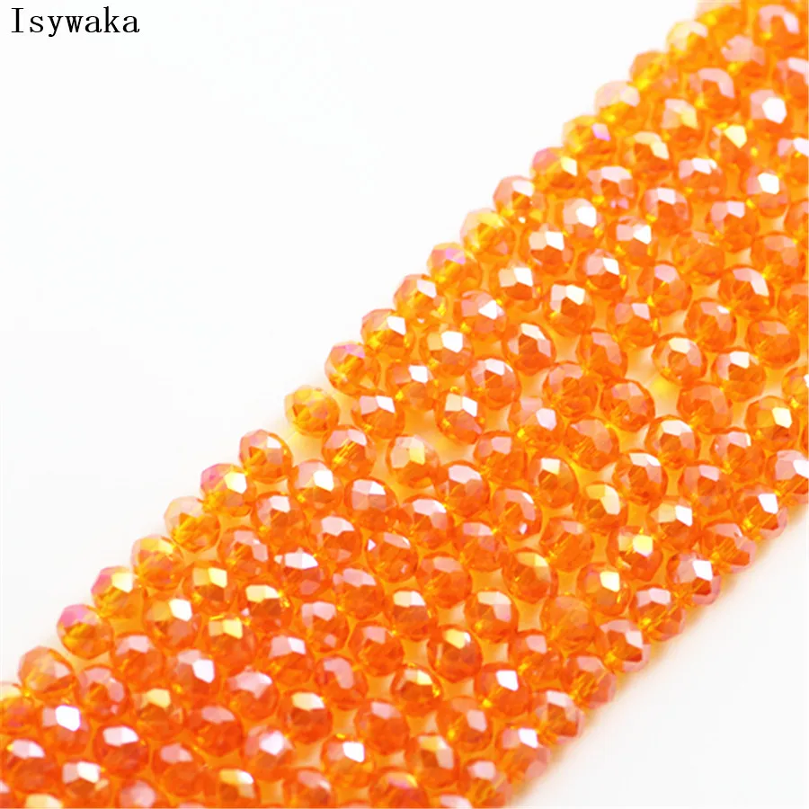 Isywaka Orange AB Color 170pcs 2mm Rondelle  Austria faceted Crystal Glass Beads Loose Spacer Round Beads for Jewelry Making