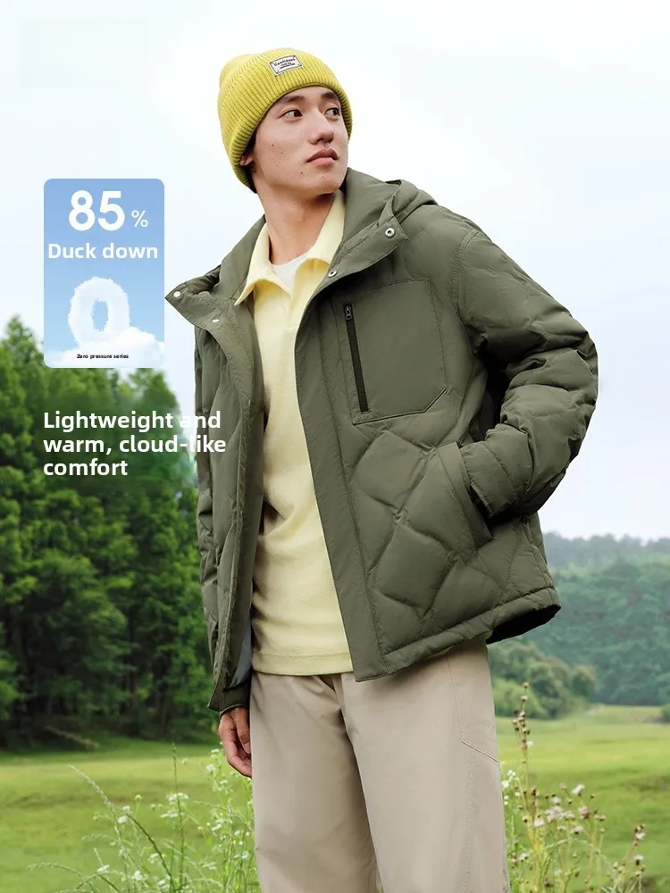 

Snow Flng 2026 Spring New Men's ort Hooded down Jaet Outdoor Comfortable Warm Simple Nylon Fabric Faion Urban Sle