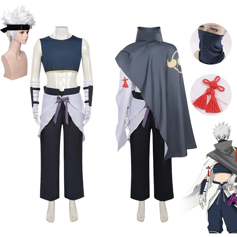 

Anime Hatake Kakashi Cosplay Costumes {BankaiMode}Hooded Cloak Robe Glove Wig Adult Man Halloween Christmas Disguise Outfi FD1;6