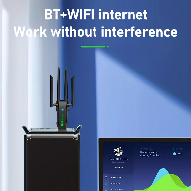 BT+WIFI wireless network card, wireless USB network card, 2-in-1 4.2+dual band WIFI 1300M, plug and play without driver
