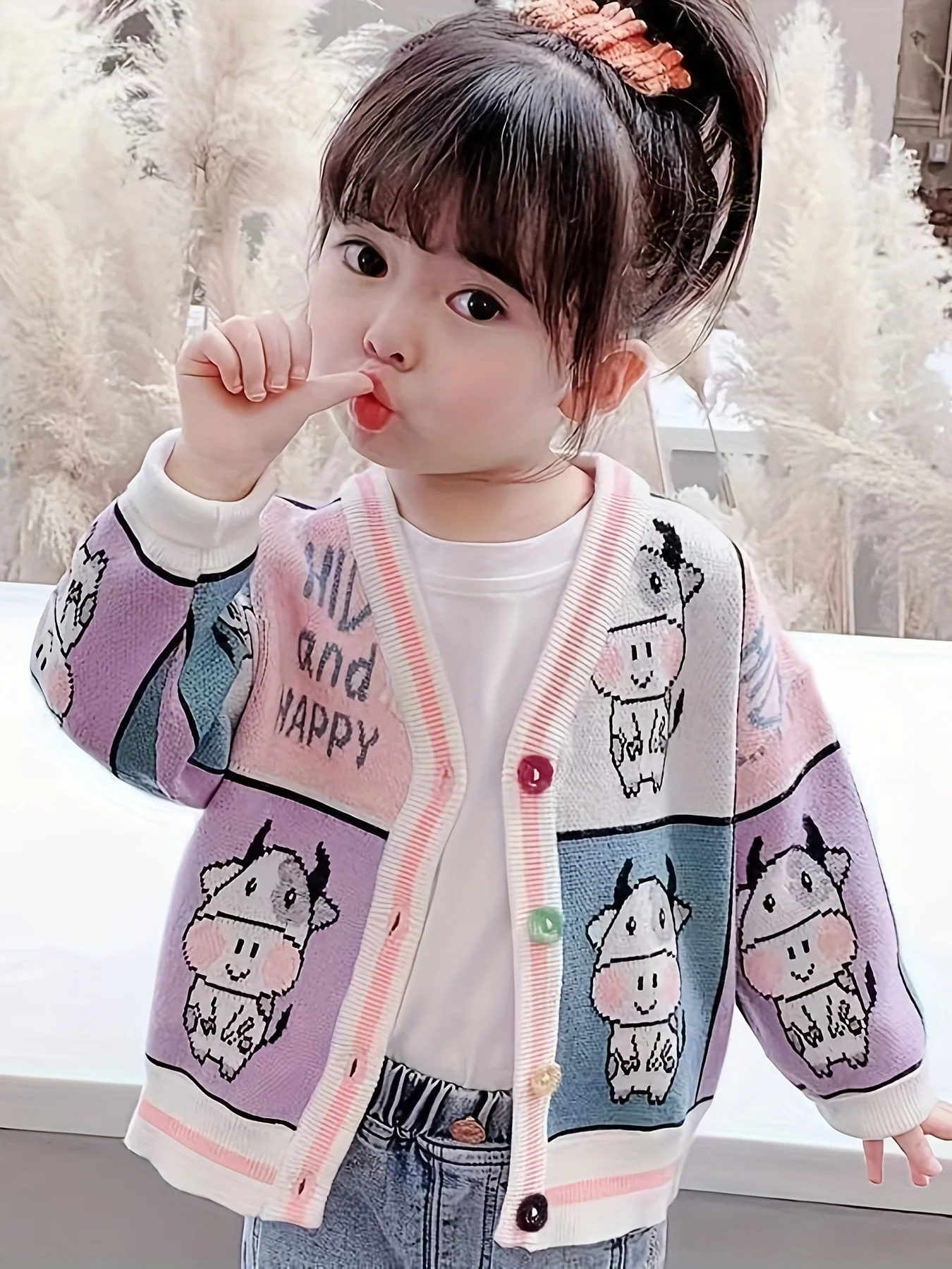 Girls' Cardigan Sweater New Style Spring and Autumn Children's Stylish Jacket Korean Version for 1-3 Year Old Girls Knitted Sweater Autumn Outfit