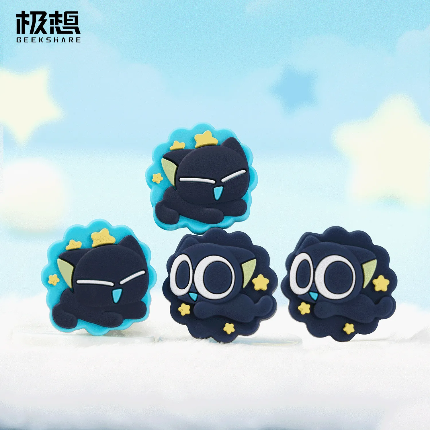 

GeeekShare Luo Xiaohei Co Branded Silicone Thumb Grips Cute Anti Slip Joystick Caps For Nintendo Switch 2 Joy Con Controllers