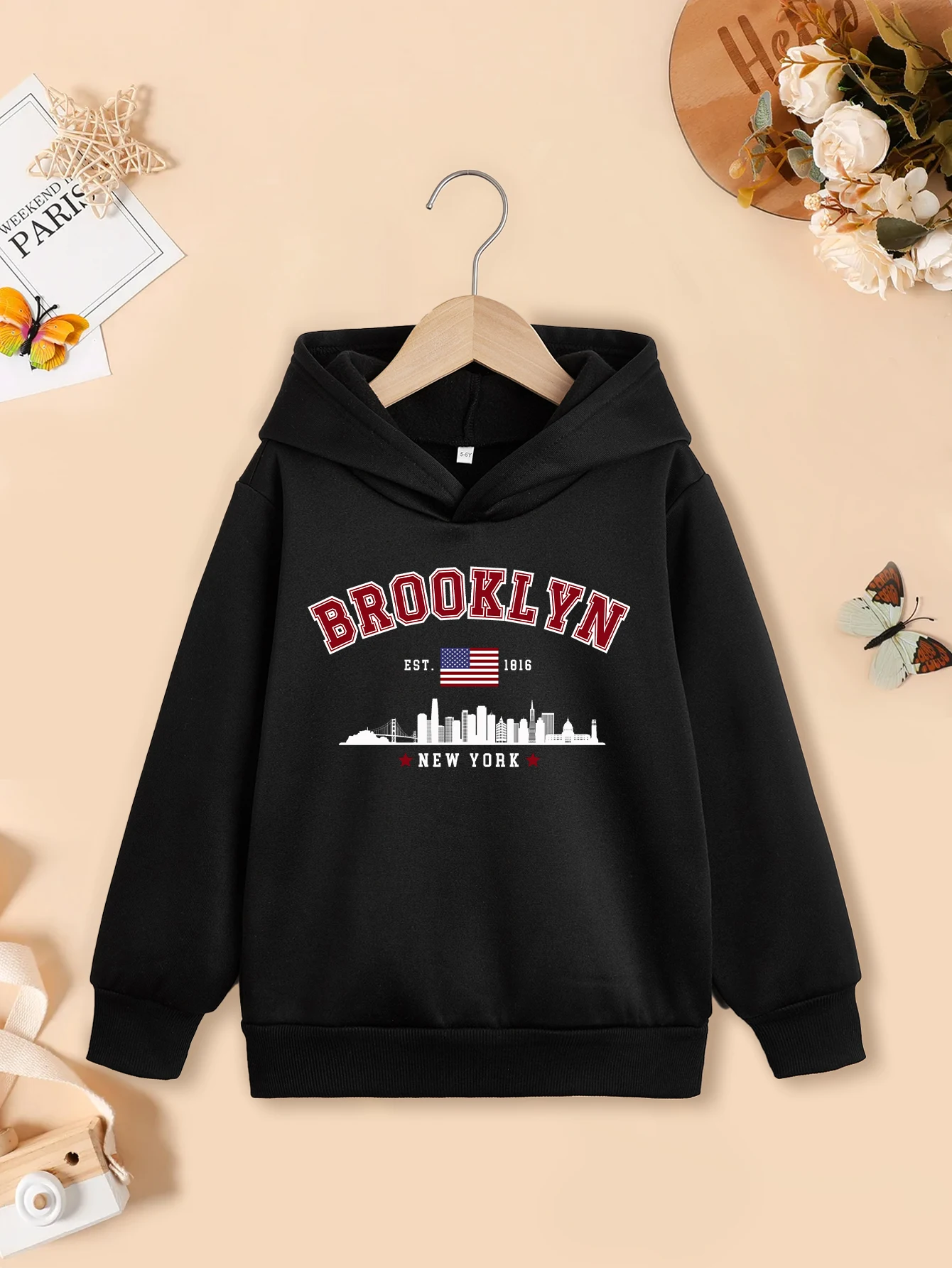 Brooklyn Ney York Fashion Funny Girls Hoodies for Kids Sweatshirt Boys Autumn sweater Clothes for Children Winter Coats