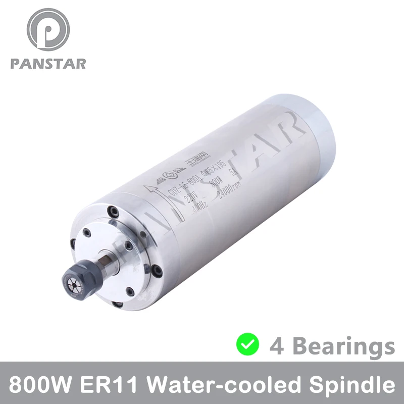 

PANSATR 0.8KW 220V 110V Water Cooling Spindle Motor 65mm ER11 Water-cooled CNC Engraving Milling Machine GDZ65-800A 4 Bearings