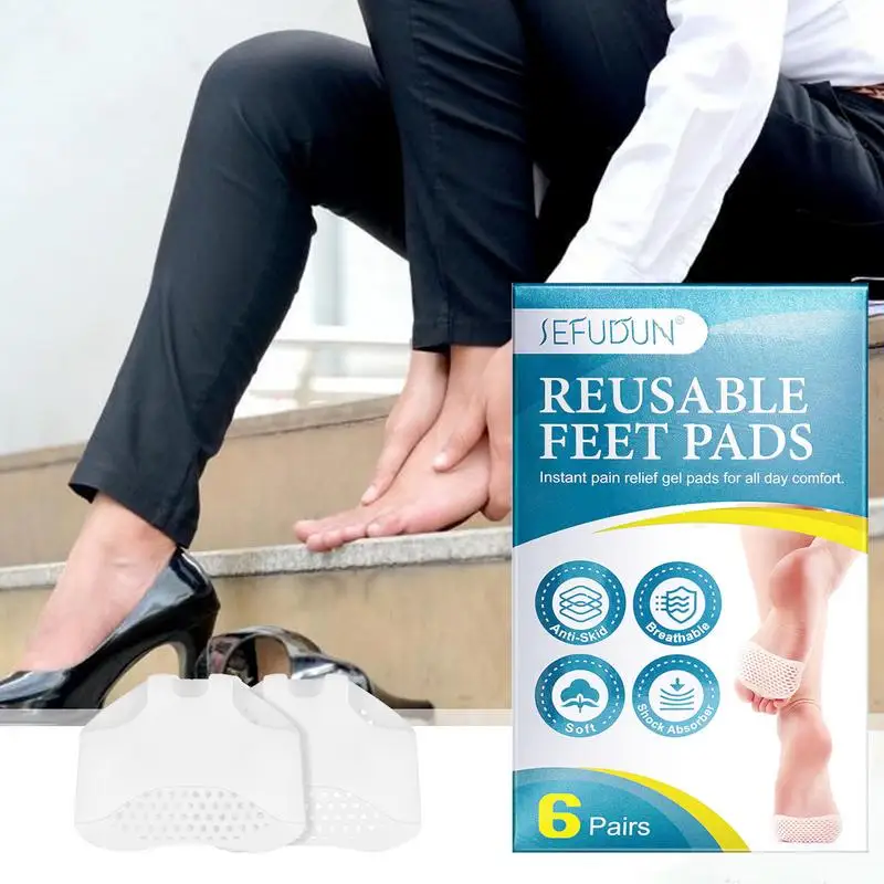 Metatarsal Pads Front Foot Cushion Forefoot Support Shoe Insoles Invisible Gel Pad Toe Separator Forefoot Comfort Pads For Boots