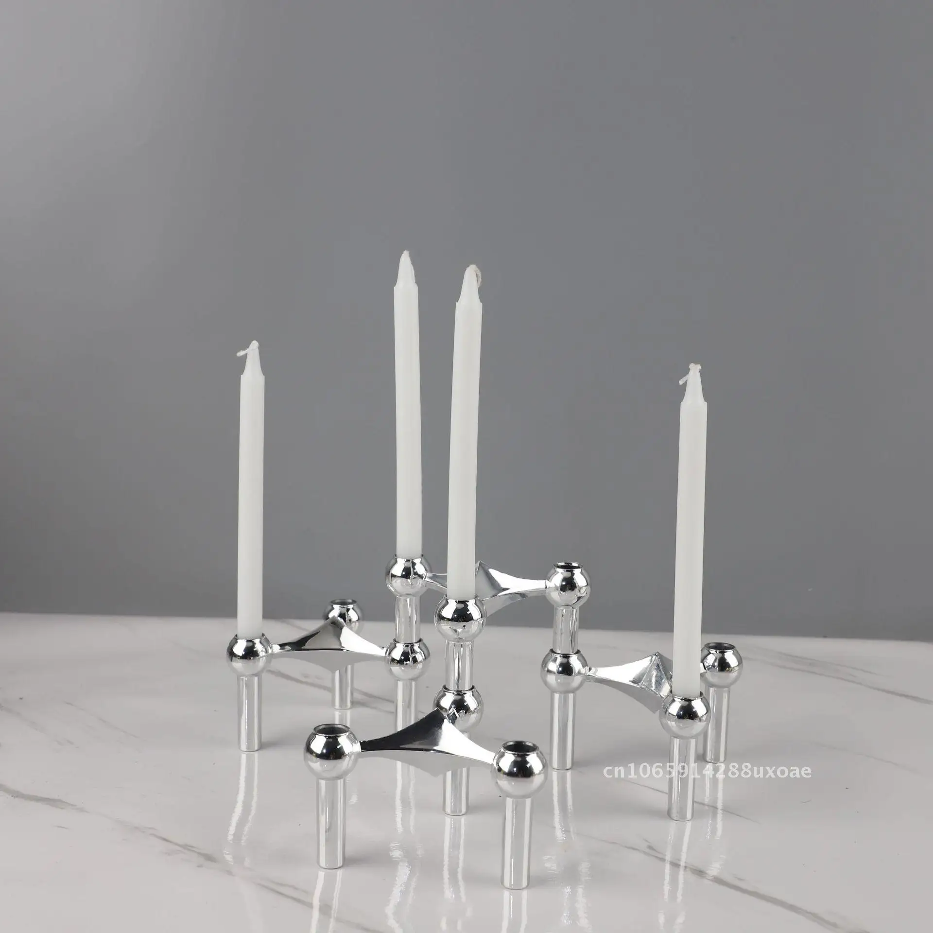 

Nordic Modern Metal Candle Holder Silver/Clear Gold/Hollow Design 10cm Centerpiece for Living Room Decor Gift Candelabra