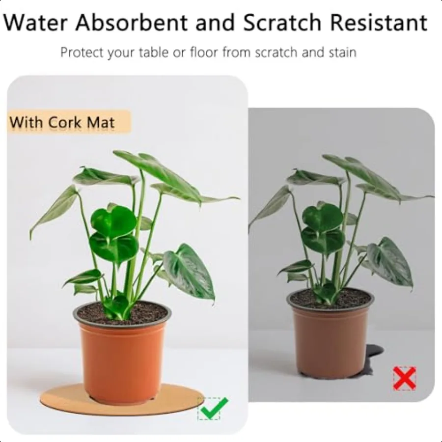 14 Inch Large Cork Plant Coasters 2 Pieces Cork Plant Mats Cork Coaster for Planters Large Plant Coasters for House Plants Indo