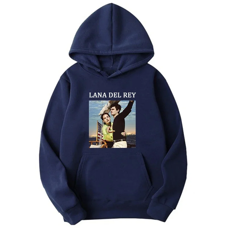 Lana Del Rey Hoodie impresso com gráfico LDR para homens e mulheres, streetwear casual, gola redonda, pulôver plus size, nova mo