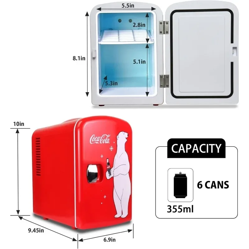 휴대용 냉장고 워머, 컴팩트 개인 여행용 냉장고, 12V 및 AC 전원 코드 포함, 4L