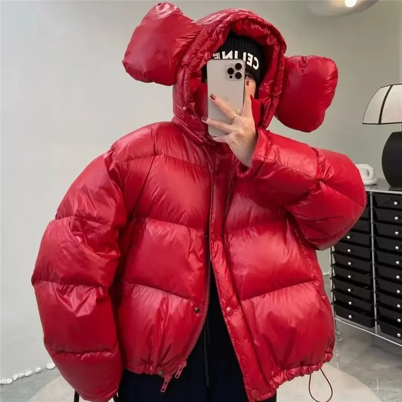 2023 New Women\'s Winter Hooded Short Parkas Thick Down Cotton Padded Cold Coat Fashion Plus Size Casual Puffer Jackets