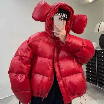 Parkas curtas com capuz grosso para mulheres, casaco frio acolchoado de algodão, jaquetas casuais de puffer plus size, fashion, novo, inverno, 2023