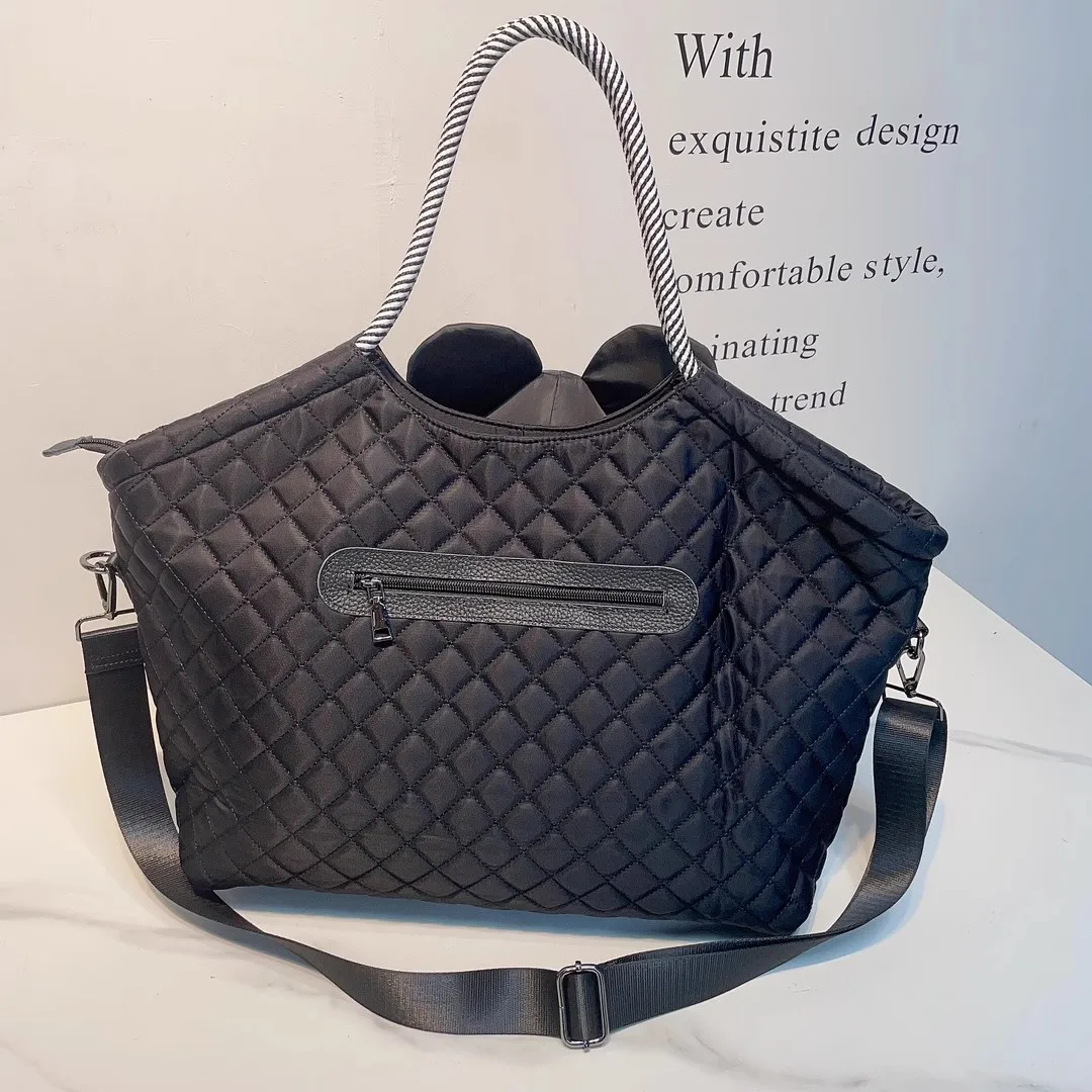Women\'s shoulder bag nylon embroidered plaid handbag crossbody personalized big doll bag travel for Women ladies female New