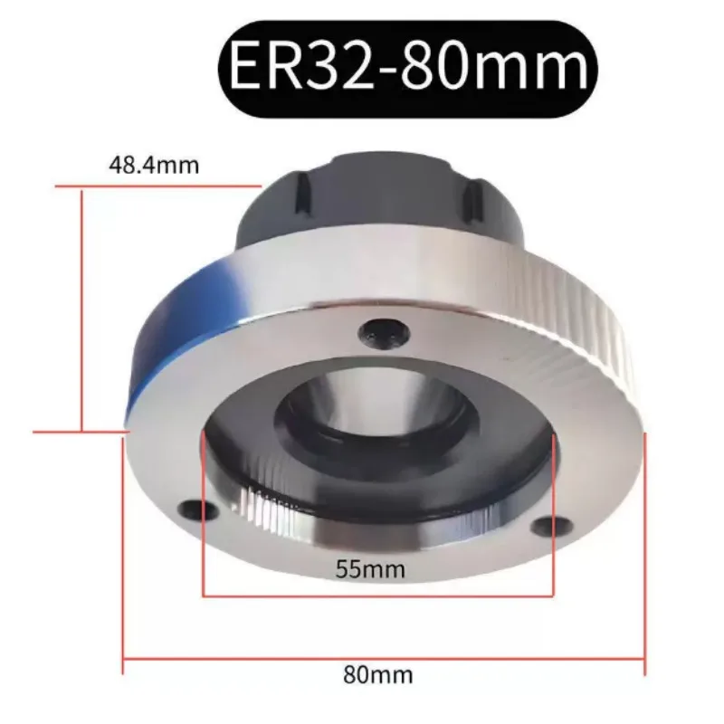 80Mm 100mm Collet Chuck Adapter Flange, Numerical Control Precision Straight Hole Holder for Lathe Clamping