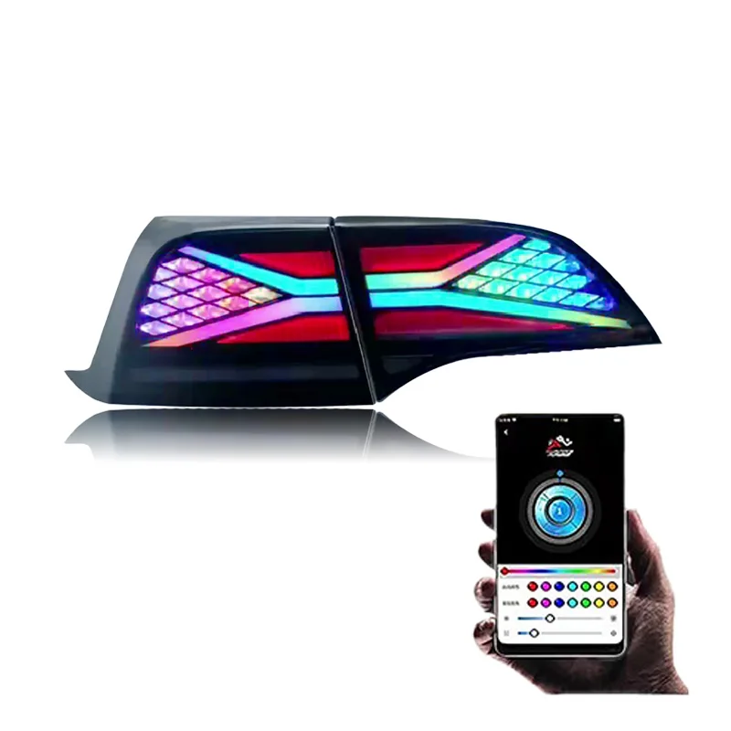 RGB LED Tail Light for Model 3/Y 2018-2023 Dynamic Animation Auto Parts 12V LED Taillights Style RGB