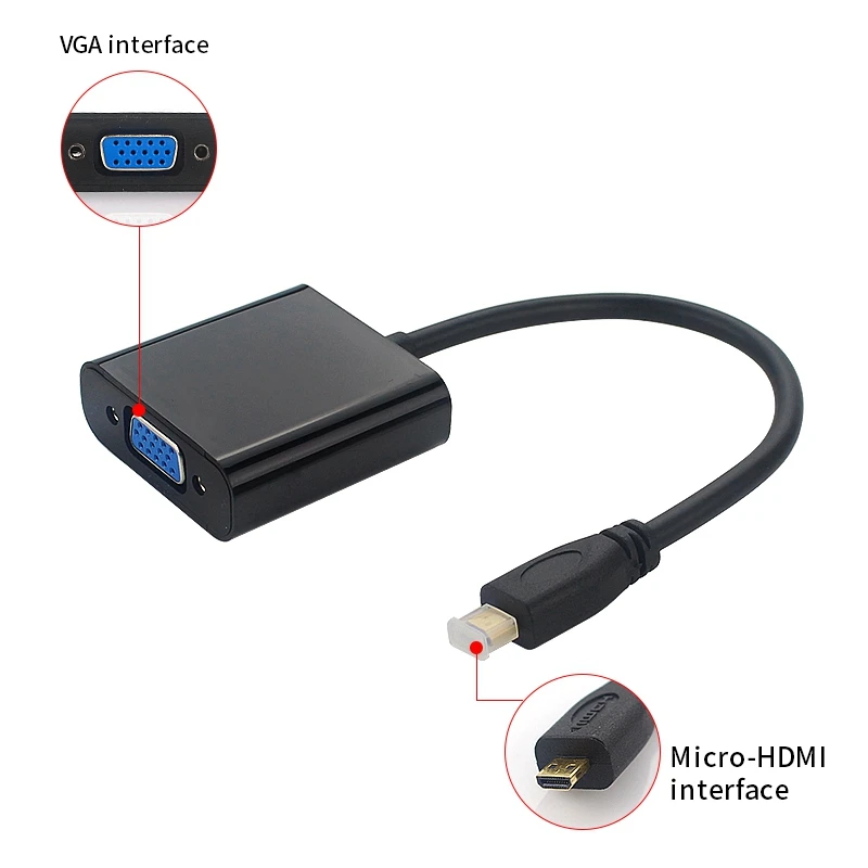 كابل محول A43I Micro-HDMI إلى VGA محول فيديو 1080P مع مقبس صوت كابل طاقة USB لكاميرا Xbox Raspberry Pi 4