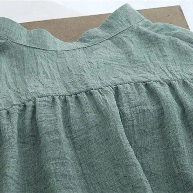 

Elegant Vintage Thin Cotton Linen Sunscreen Shirt Women's Long Sleeve Breathable Comfortable Fashionable Summer Shirt