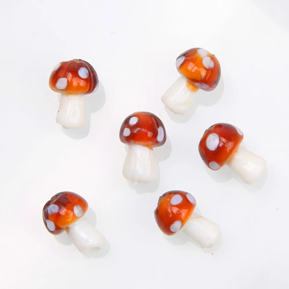 10pcs Glass Mushroom Beads Charms For Jewelry Making Bracelet Necklace Pendants DIY Earring Crafts Supplies Handmade Beaded