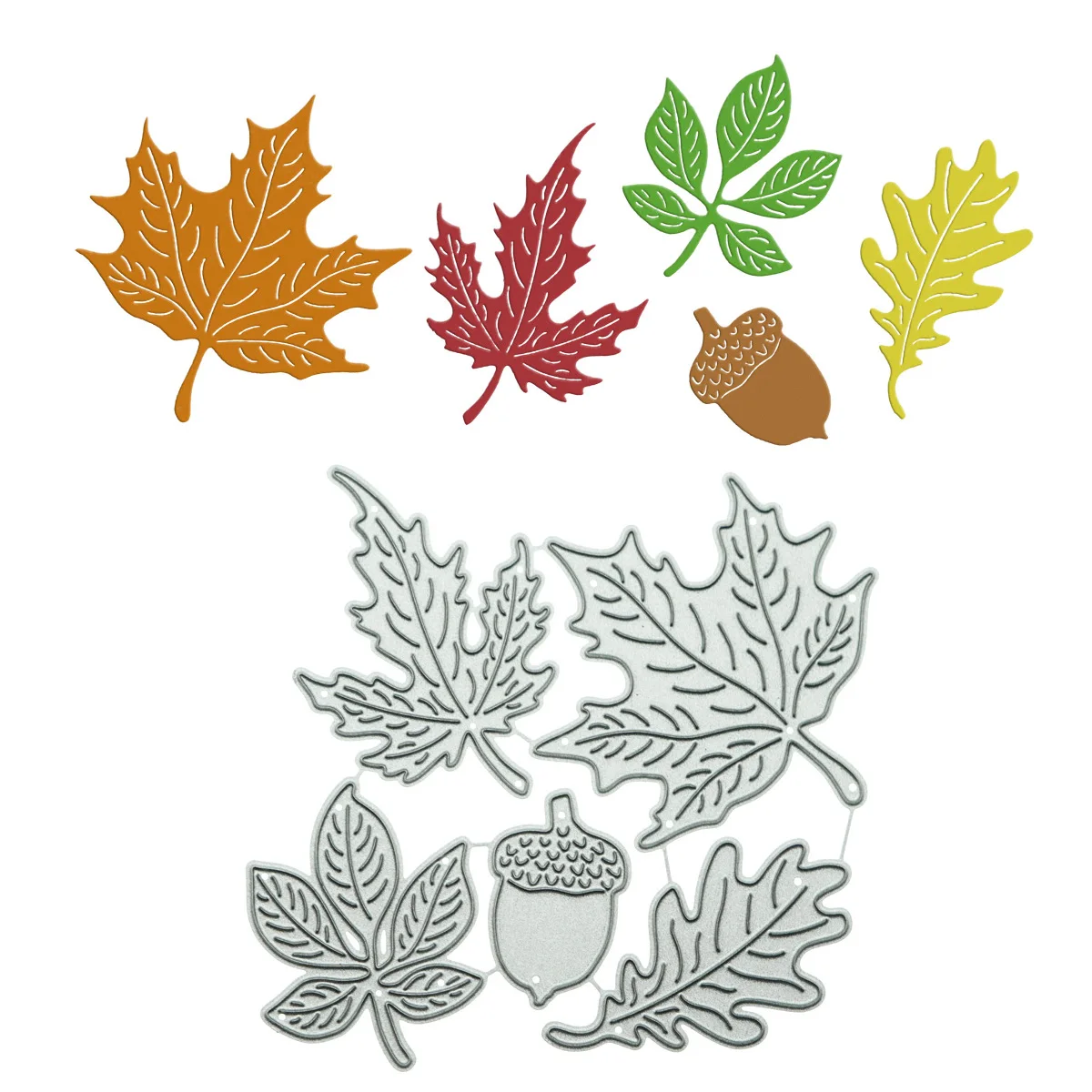 Multi Leaves Oak Acorn Decoration Clipart Template DIY Metal Cutting Die Scrapbook Postcard Greeting Card Manual Craft Stencil