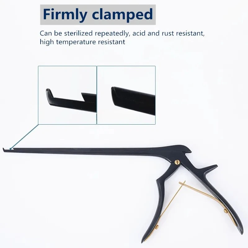 Instrumento ortopédico veterinario  acero inoxidable, negro, 130 grados, Kerrison Rongeur, 280mm  largo