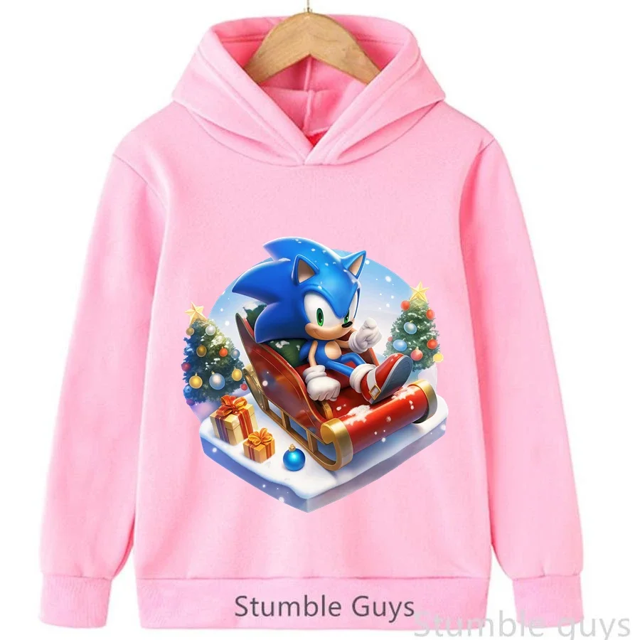 Sweat à capuche Sonic pour enfants, combinaison de camion d'automne pour garçons et filles, vêtements de dessin animé, cadeau de noël, vêtements chauds et confortables ​