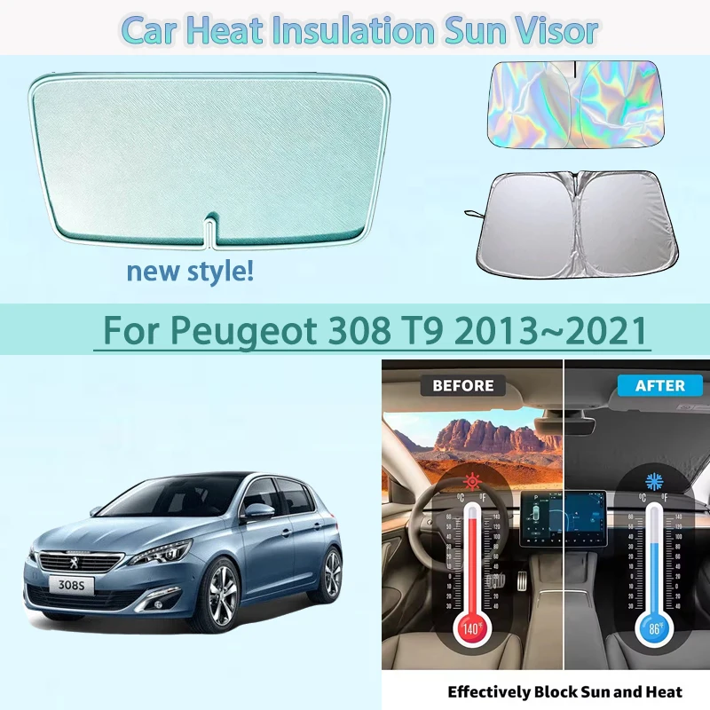 

Front Windshield Sunshade Car Heat Insulation Sun Visor Auto Accessories For Peugeot 308 T9 2013~2021 2014 2015 2016