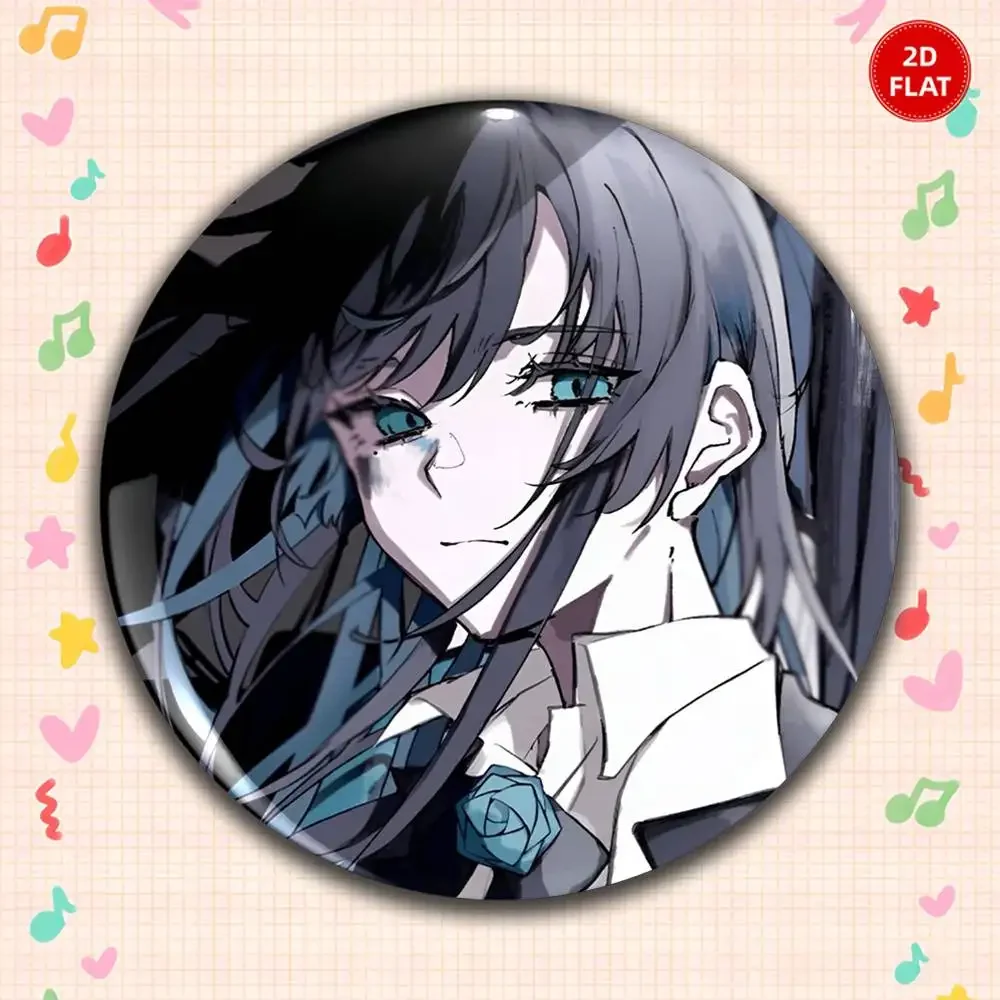 2026 Newest Model Classic Style 2D FLAT Ornate Round Anime Plastic Brooch Pin Unisex Lapel Badge Fun Gift  Classmates S