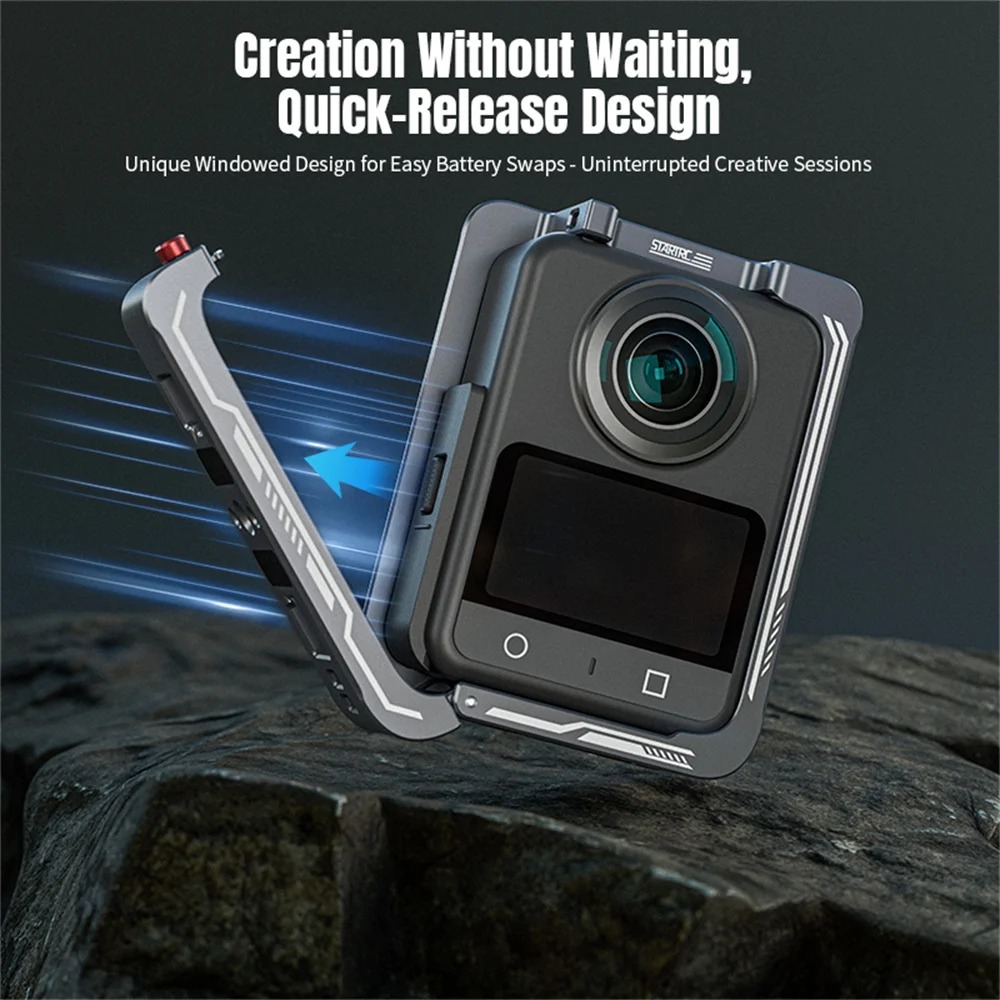 Gaiola de coelho de metal para dji osmo 360, proteção de liberação rápida, estrutura de suporte de tiro vertical, capa durável, acessórios de câmera